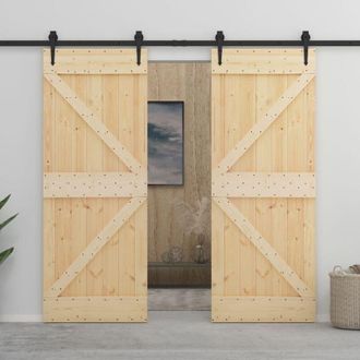 vidaXL Vidaxl - Puerta Corredera Con Herrajes Madera Maciza De Pino 80x210 Cm