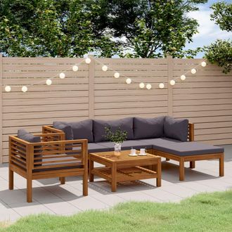 vidaXL Muebles De Jard&iacute;n 6 Pzas Cojines Madera Maciza De Acacia Vidaxl