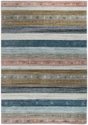 THEKO Wollteppich »Nebraska 2498« rechteckig 10 mm Höhe Handweb Teppich, reine Wolle, Gabbeh-Design, gestreift, Wohnzimmer