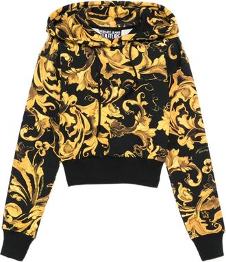 Versace Jeans Couture Felpa con stampa Barocco e cappuccio - Nero
