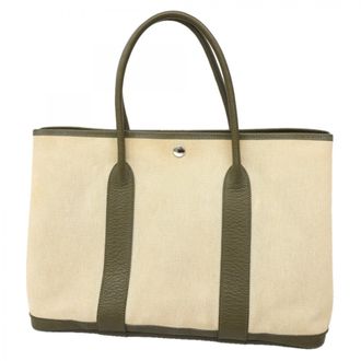 Herm&egrave;s Khaki Toile H Tote Bag (Pre-Owned)