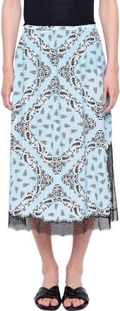 Zadig&Voltaire Jarvis Bandana Lace Trim Midi Skirt in Bleu Oxford at Nordstrom, Size 40