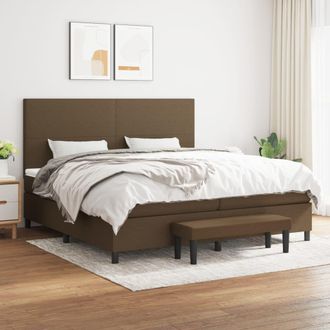 vidaXL Vidaxl - Cama Box Spring Con Colch&oacute;n Tela Marr&oacute;n Oscuro 200x200 Cm