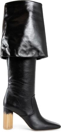 Chloé Schoenen, Dames, Zwart, 36 EU, Leer, Zwarte kalfsleren overknee laarzen