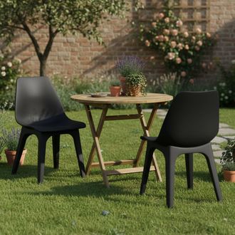 Dmora Silla De Exterior Montivilla, 2 Sillas, Soporta 120 Kg Hecho En Italia, Color Antracita, Negro Antracita