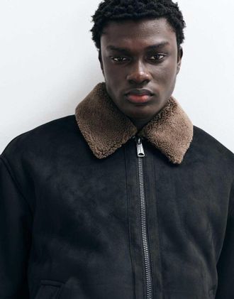 Jack & Jones giacca bomber da aviatore nera-Nero