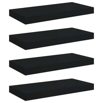vidaXL Vidaxl - Estantes Flotantes De Pared 4 Uds Negro Mdf 50x23x3,8 Cm