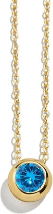 BaubleBar 18k Gold Plated Birthstone Pendant Necklace in Dark Blue at Nordstrom