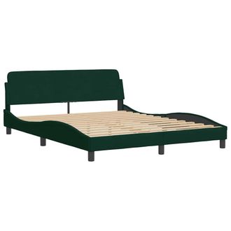 vidaXL Vidaxl - Estructura Cama Sin Colch&oacute;n Terciopelo Verde Oscuro 160x200 Cm