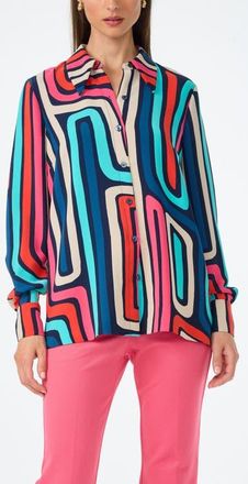 Trina Turk Montero Geometric Button-Up Top in Multi at Nordstrom, Size Xx-Large