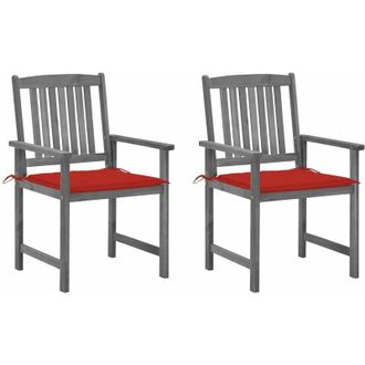 vidaXL Sillas De Jard&iacute;n Con Cojines 2 Uds Madera Maciza De Acacia Gris Vidaxl
