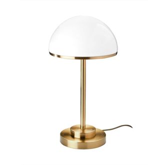 Signature L&aacute;mpara de mesa de lat&oacute;n dorado y vidrio blanco