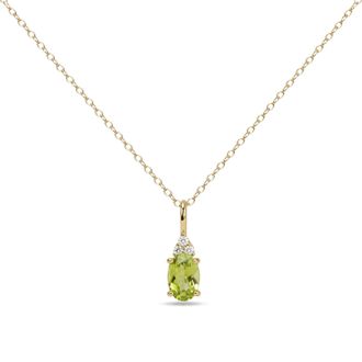 House of Brilliance 10K Yellow Gold Oval Birthstone Trio Diamond Accent Drop Pendant Necklace