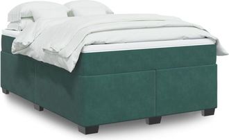 vidaXL Cama Box Spring Con Colch&oacute;n Terciopelo Verde Oscuro 160x200 Cm Vidaxl