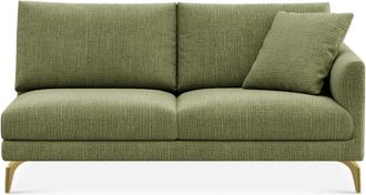 Castlery Lena Right Arm 2 Seater Sofa Customized, (Washed Chenille) Moss (Brass Legs), Machine Washable, Removable Covers for Green