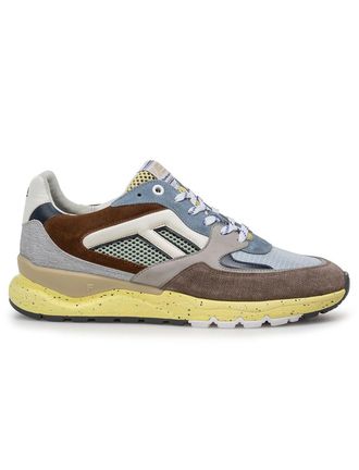 Floris Van Bommel Su&egrave;de sneaker Van Bommel blauw met beige en wit print