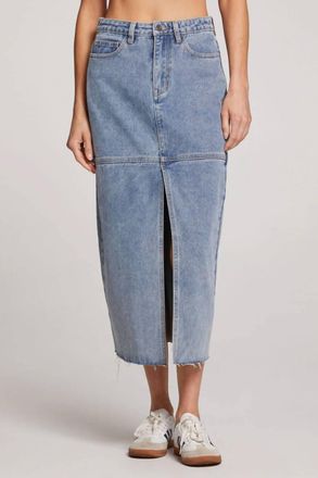 Saltwater Luxe Parker Midi Skirt In Stonewash Denim