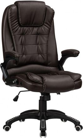 RayGar Raygar - Reclining Office Chair with High Back and Luxury Faux Leather - Brown