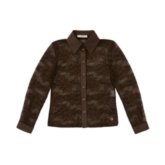 Yes-Zee La Camicia - Dames - Blouses - Bruin - L - Nylon - Overhemden