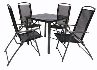 ebuy24 Vcm 5 Pcs Conjunto De Muebles De Jard&iacute;n Grupo De Asientos Grupo De Comedor 1x Mesa, 4x Sillas Mesa Dimensiones Aprox. Al. 76 X An. 80 X P. 80 Cm Juego