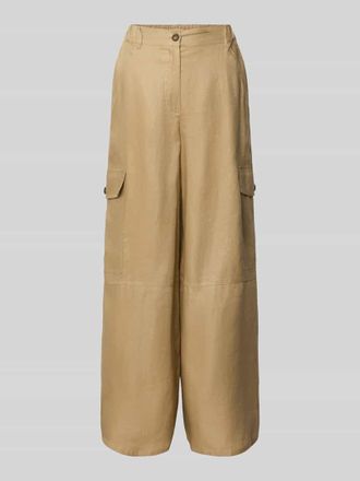 Max Mara Wide Leg Cargohose aus reinem Leinen in Sand, Gr&ouml;&szlig;e 34