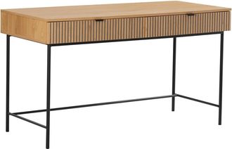 Macabane Escritorio de 2 cajones, acabado negro y natural