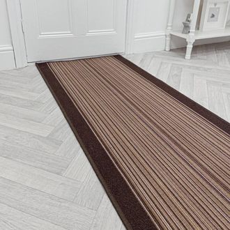 Runrug Hallway Runner Rug - Non-Slip, Hardwearing, 5.4mm - Carnaby in Brown | Size: 66 cm x 360 cm