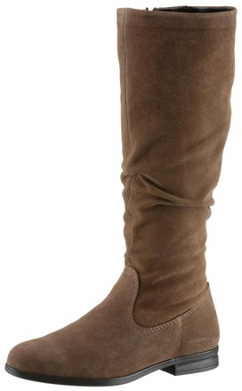 Tamaris Stiefel TAMARIS, Damen, Gr. 36, Normalschaft, braun, Veloursleder, unifarben, Schuhe Stiefel, mit modischen Faltungen am Schaft