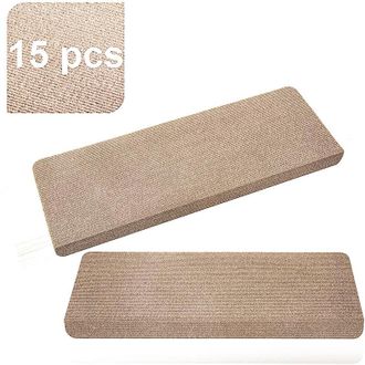 OEM Pelda&ntilde;os Antideslizantes De Poli&eacute;ster Para Escaleras, Paquete De 15 Unidades, 65x25 Cm, Color Marr&oacute;n
