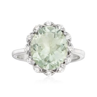 Ross-Simons Prasiolite and. White Topaz Ring in Sterling Silver