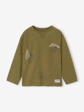 Vertbaudet Langarmshirt f&uuml;r Jungen mit Weltraum-Print pistaziengr&uuml;n