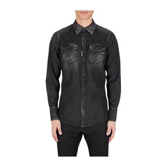 Dsquared2 Klassiek Western Overhemd - Heren - Spijkerjassen - Zwart - S - Katoen - Jassen
