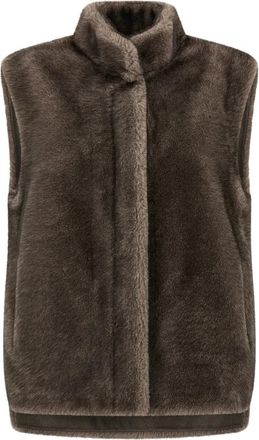 Lou Andr&eacute;a Mink Effect Faux Fur Vest - Dames - Bodywarmers - Bruin - XS - Jassen