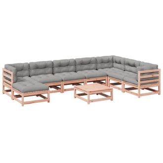 vidaXL Set Divani Giardino 9 pz Cuscini Legno Massello Abete Douglas vidaXL