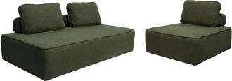 Sweeek Sof&aacute; modular en tejido borreguito, 3 plazas, verde kaki