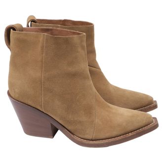 Acne Studios Donna Western Ankle Boots in Brown Suede