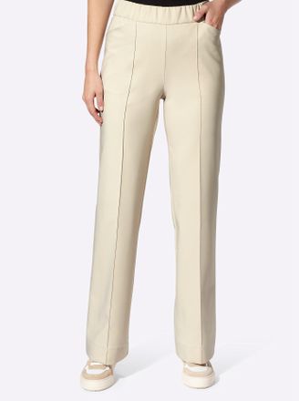 Heine B&uuml;gelfaltenhose HEINE, Damen, Gr. 34, Normalgr&ouml;ssen, beige (sand), 89% Polyester, 11% Elasthan, unifarben, Hosen B&uuml;gelfaltenhose