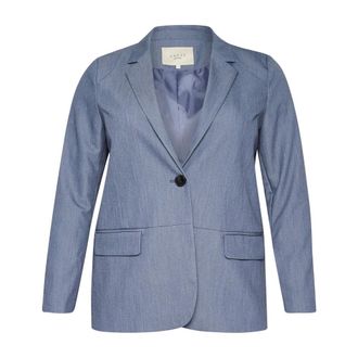 Kaffe Curve Vintage Indigo Blazer with V-Neck - female - Kaffe Curve - Blazers - Blue - 2XL - Jackets