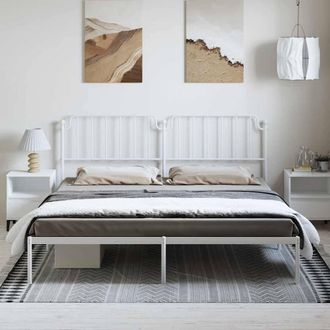Berkfield Home Metal Bed Frame with Headboard White 193x203 cm