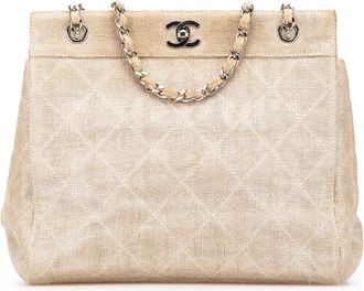 Chanel Pre-owned Womens Tote Bag Metallic Linen - Ivory Textile - One Size