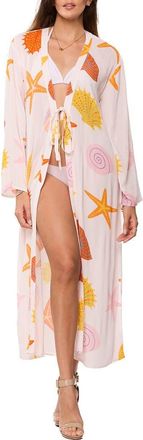 Ranee&rsquo;s Longline Cover-Up Duster in Coral at Nordstrom Rack