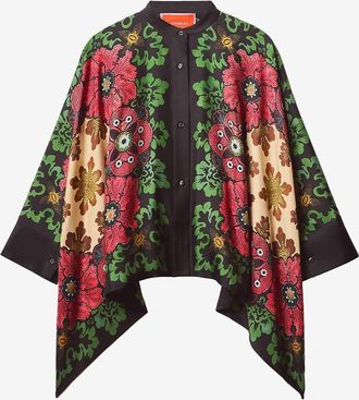 La DoubleJ Hemd mit Stehkragen aus bedruckter Seide Plac&eacute;e