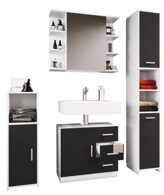 VCM Vcm - Set De Muebles De Ba&ntilde;o 4 Pcs Muebles De Ba&ntilde;o Muebles De Ba&ntilde;o - Zalo Iii (negro)