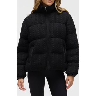 NVLT Cable Stitch Channel Quilted Puffer Jacket in Black at Nordstrom Rack, Size X-Large