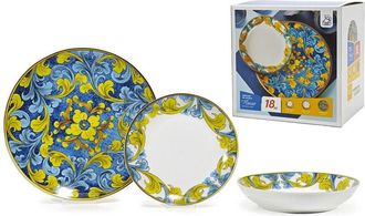 Trade Shop Trade Shop - Set Services Of Piacts In Porcellana 18pz Floreal Decoration In Stile Maiolica Da Tavola