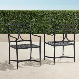 Frontgate Set of 2 Angelina Dining Arm Chairs in Jet Black Aluminum - Frontgate