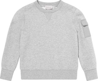 Moncler Kids Sweatshirts, male, Gray, 8 Y, Grey Logo Sweatshirt with V Seam