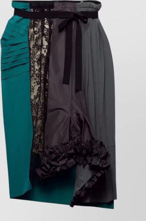 Prada taffeta patchwork skirt lace panels