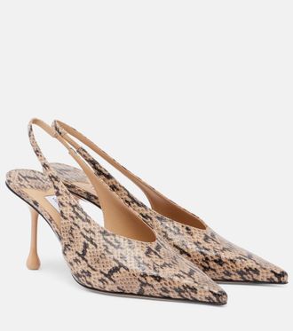 Jimmy Choo London Isa snake-effect leather slingback pumps