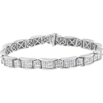 House of Brilliance 14K White Gold 5Cttw Diamond Alternating Station Tennis Bracelet at Nordstrom